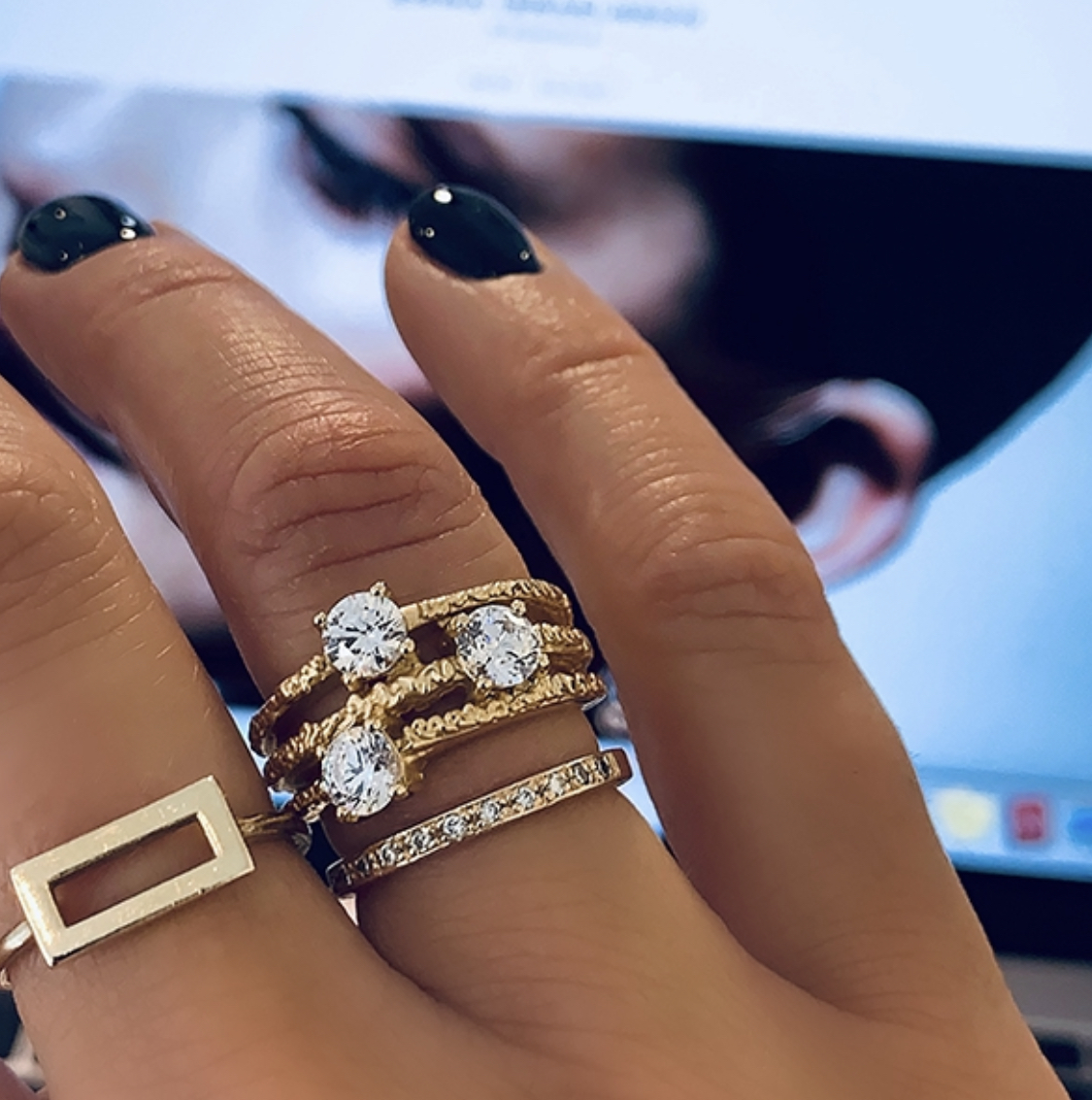 Triple Stone Ring Gold - Bild 3