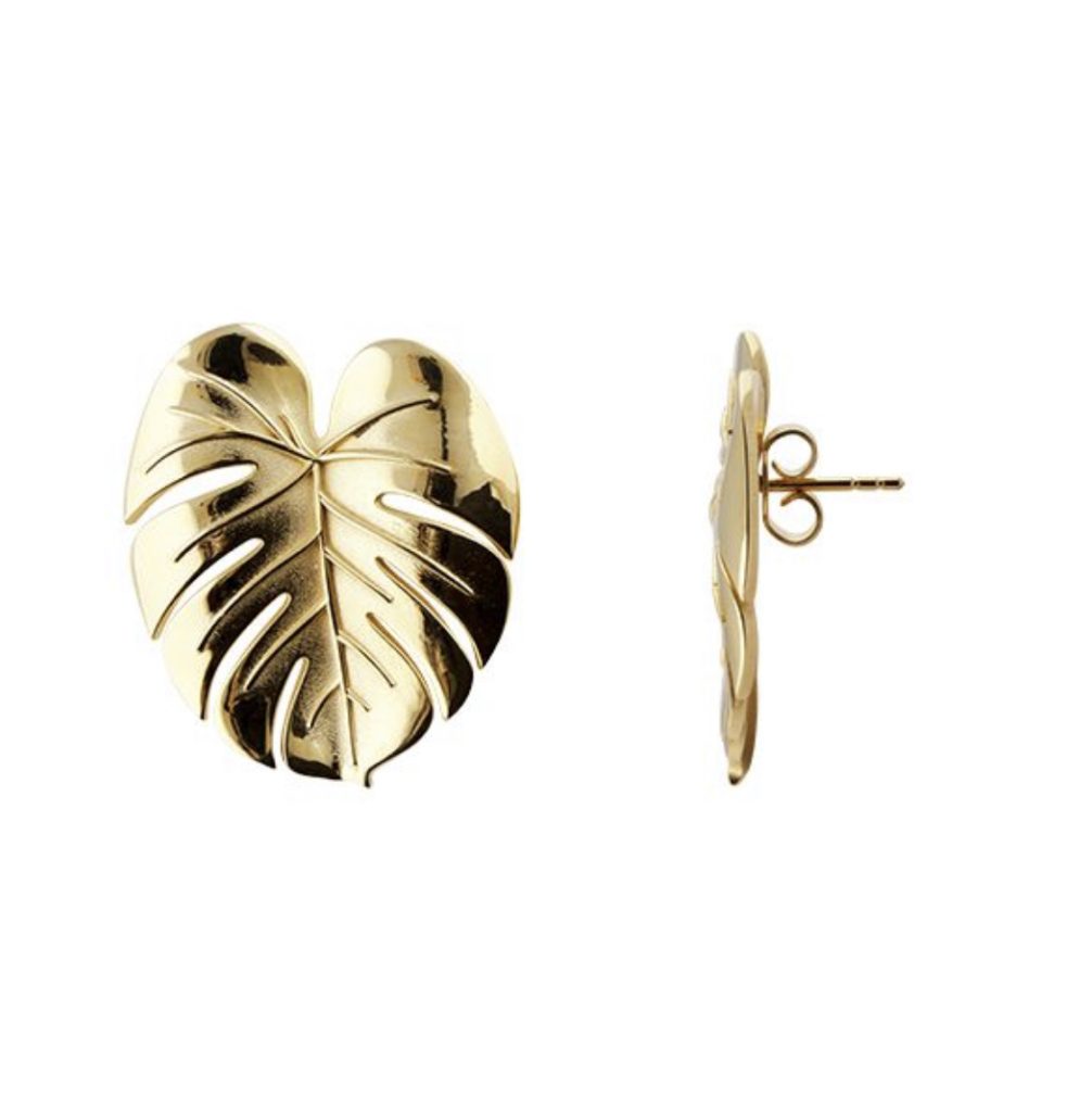 Palm Leaf Gold Earrings Large