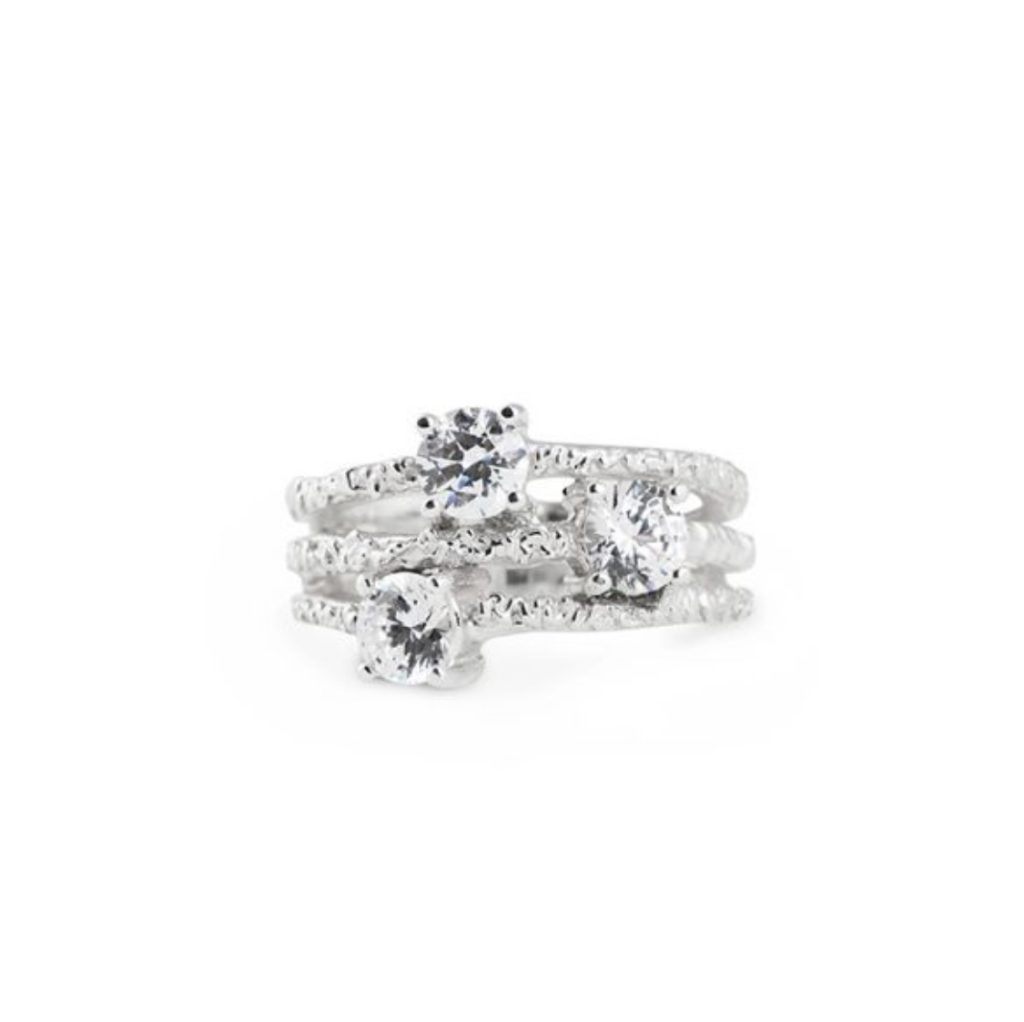 Triple Stone Ring Silver
