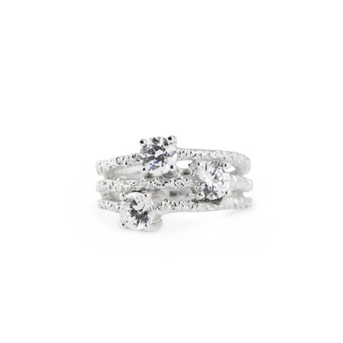 Triple Stone Ring Silver