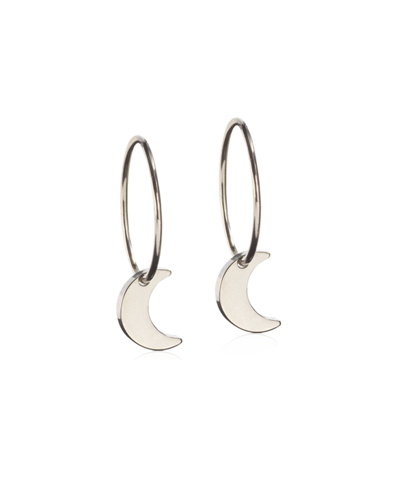 Blomdahl Titan Ear Ring 14 mm, Pendant Moon 8 mm