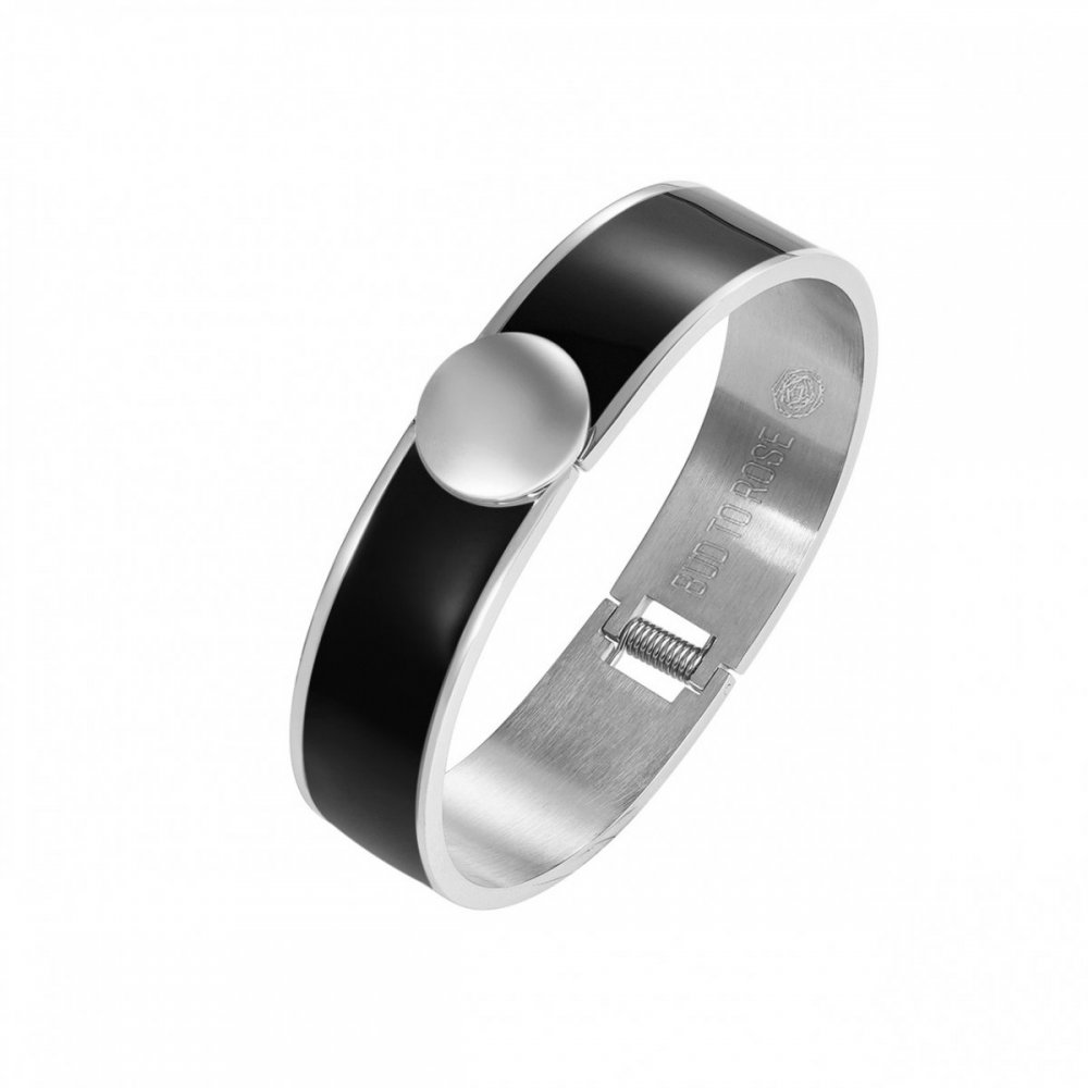 Capri Enamel Large Bracelet Black/Silver