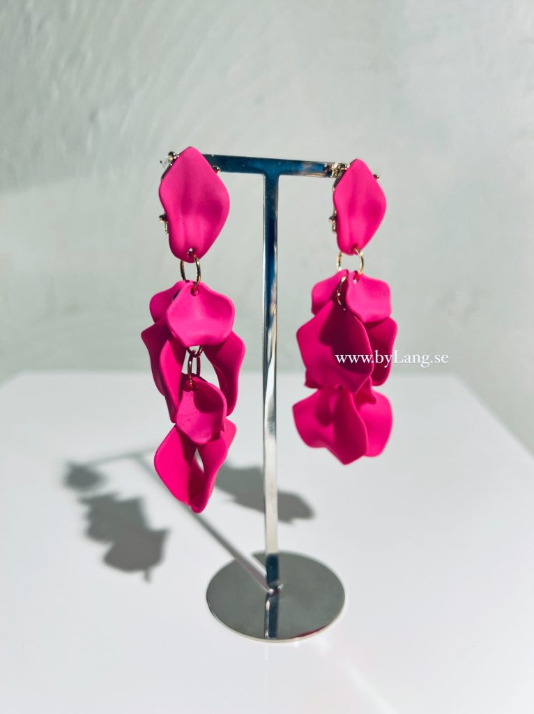 Cerise Blad Långa Örhängen