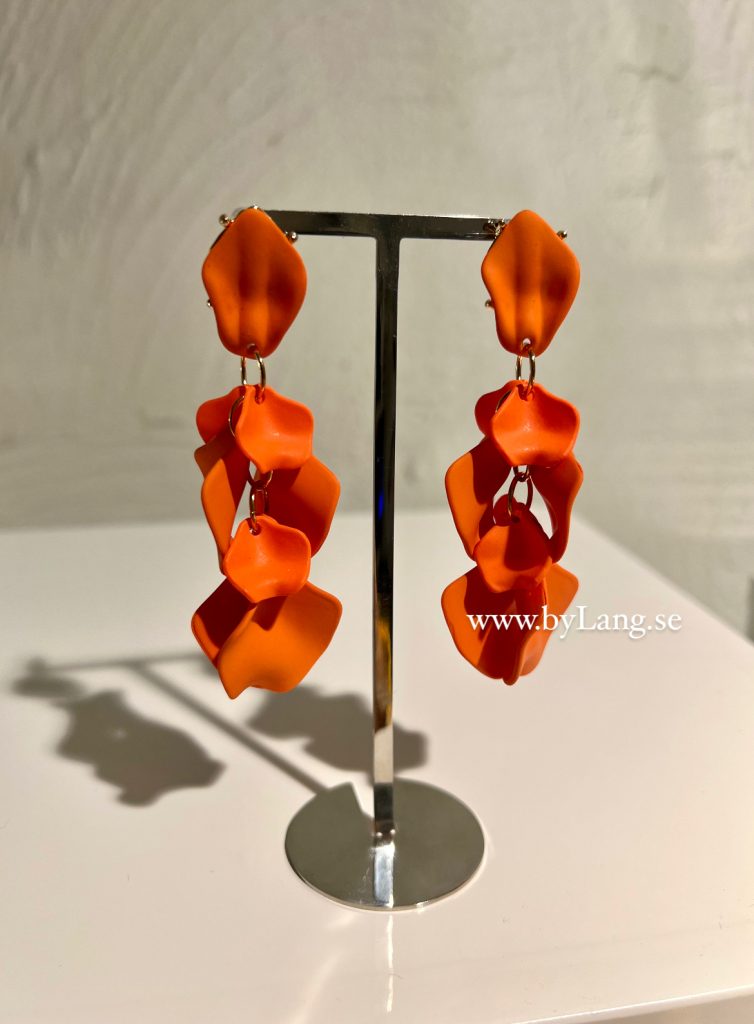 Orange Blad Långa Örhängen
