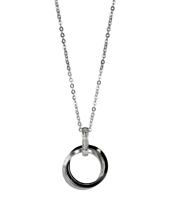 Carolin Long Necklace Steel/Black