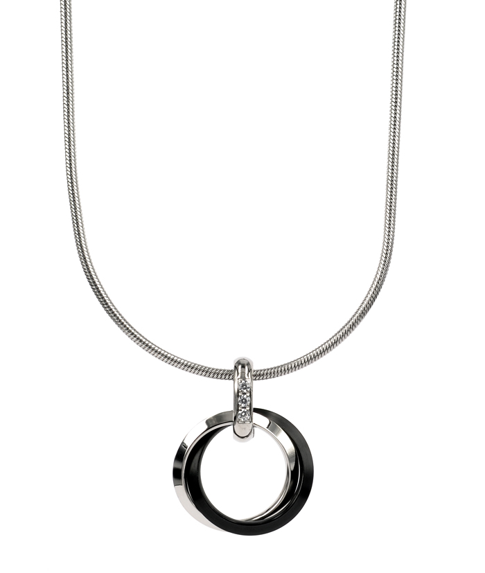 Carolin Short Necklace Steel/Black