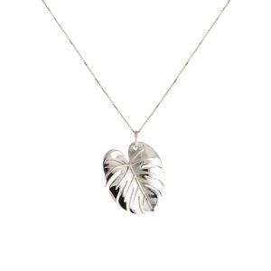 Palm Leaf Necklace Silver Small