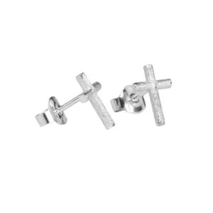 Branch Cross Pin Earrings Silver