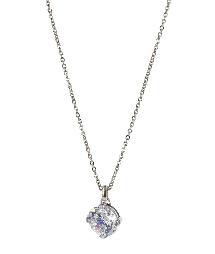 Frida Long Necklace Steel/White