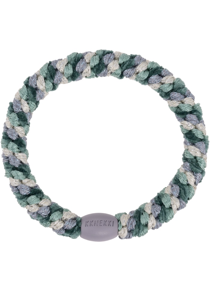 KKNEKKI Hårsnodd Armband Mix Green Silver Glitter