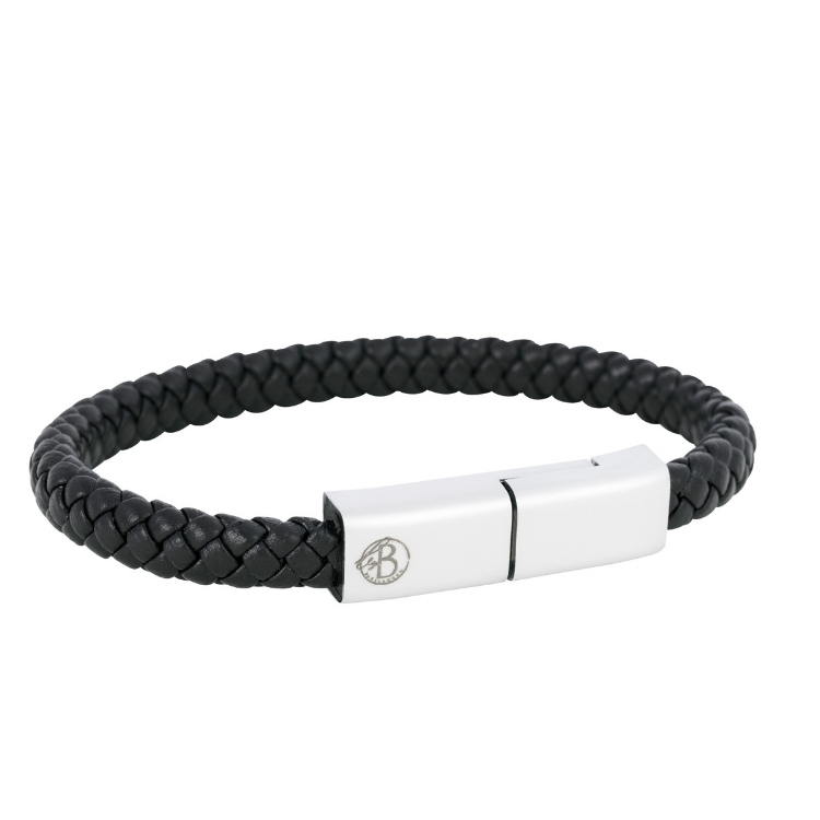 Android micro-USB | Laddningsarmband Svart/Stål