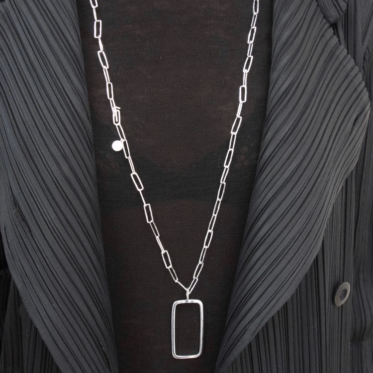 Halsband Square Link 90cm Silver