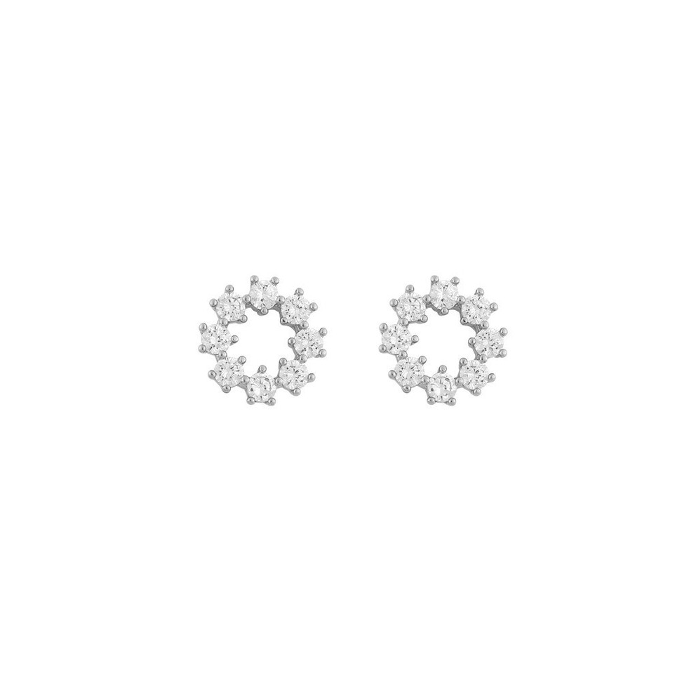 Luire Round Earrings Silver/Clear
