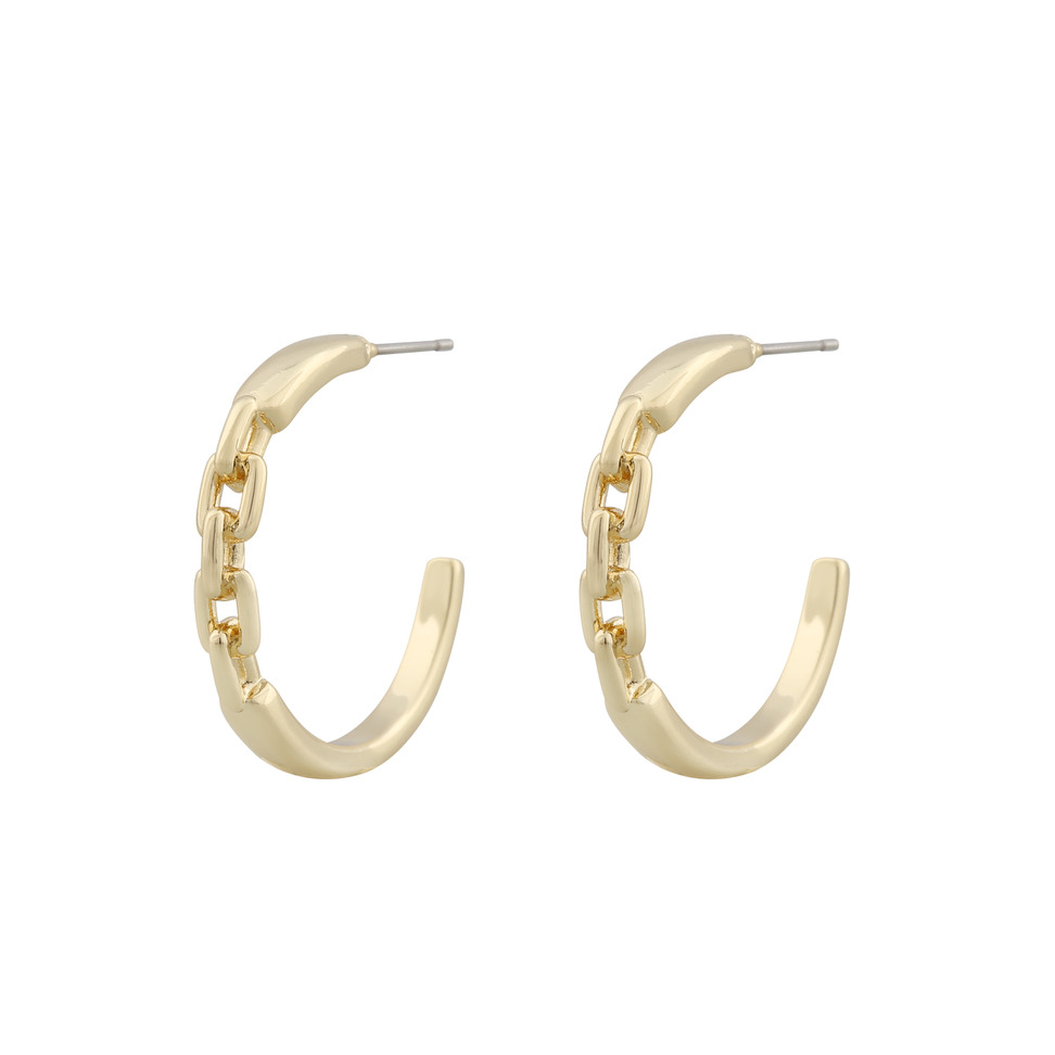 Dublin Chain Ring Earrings Plain Gold