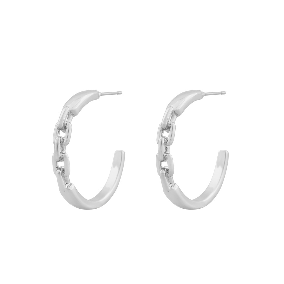 Dublin Chain Ring Earrings Plain Silver