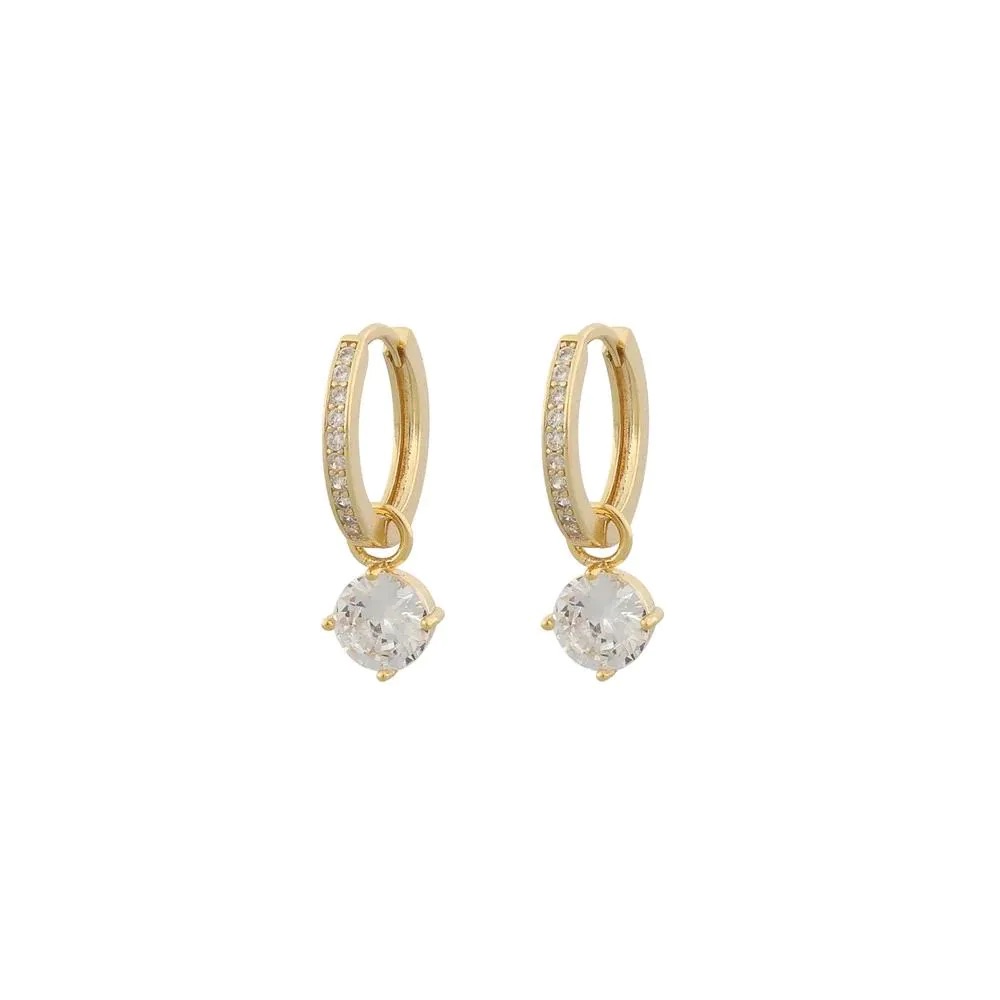 Rola round ring ear gold clear