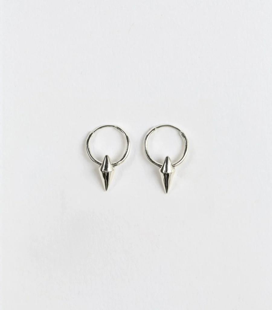Harvey Single Spike Small Hoops Silver